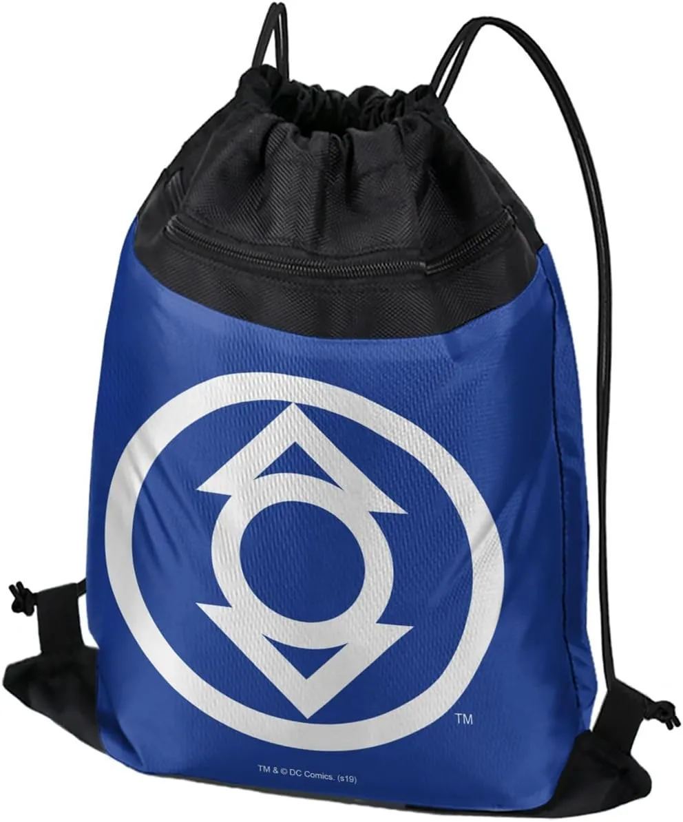 LOGOVISION Green Lantern Blackest Night Indigo Lantern Logo Drawstring Backpack Sports Bag Sackpack 17" x 13", Perfect for Gym, Yoga or Practice