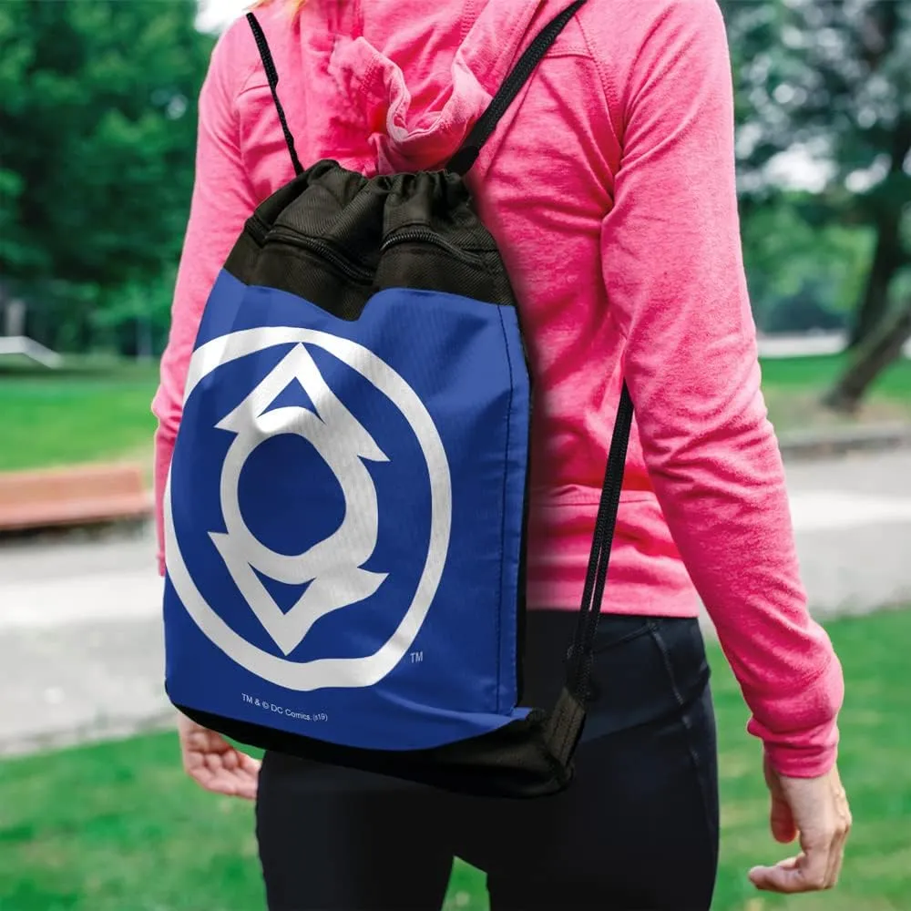 LOGOVISION Green Lantern Blackest Night Indigo Lantern Logo Drawstring Backpack Sports Bag Sackpack 17" x 13", Perfect for Gym, Yoga or Practice