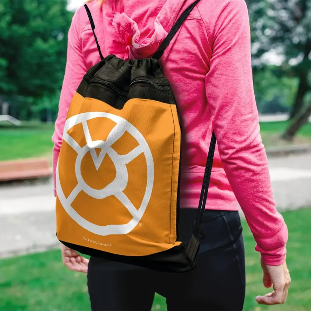 LOGOVISION Green Lantern Blackest Night Orange Lantern Logo Drawstring Backpack Sports Bag Sackpack 17" x 13", Perfect for Gym, Yoga or Practice