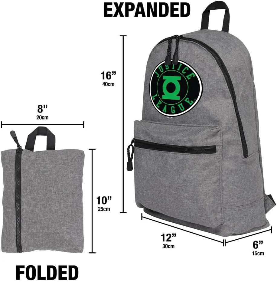 LOGOVISION Justice League Green Lantern Athletic Logo Lightweight Backpack for Work School Daily Use Packable for Travel
