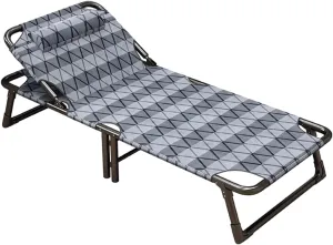 Lounge Chairs for Outside, Folding Chaise Lounge Pool Chair, Portable Heavy Duty Lay Flat Reclining Foldable Camping Cot for Outdoor with Pillow
