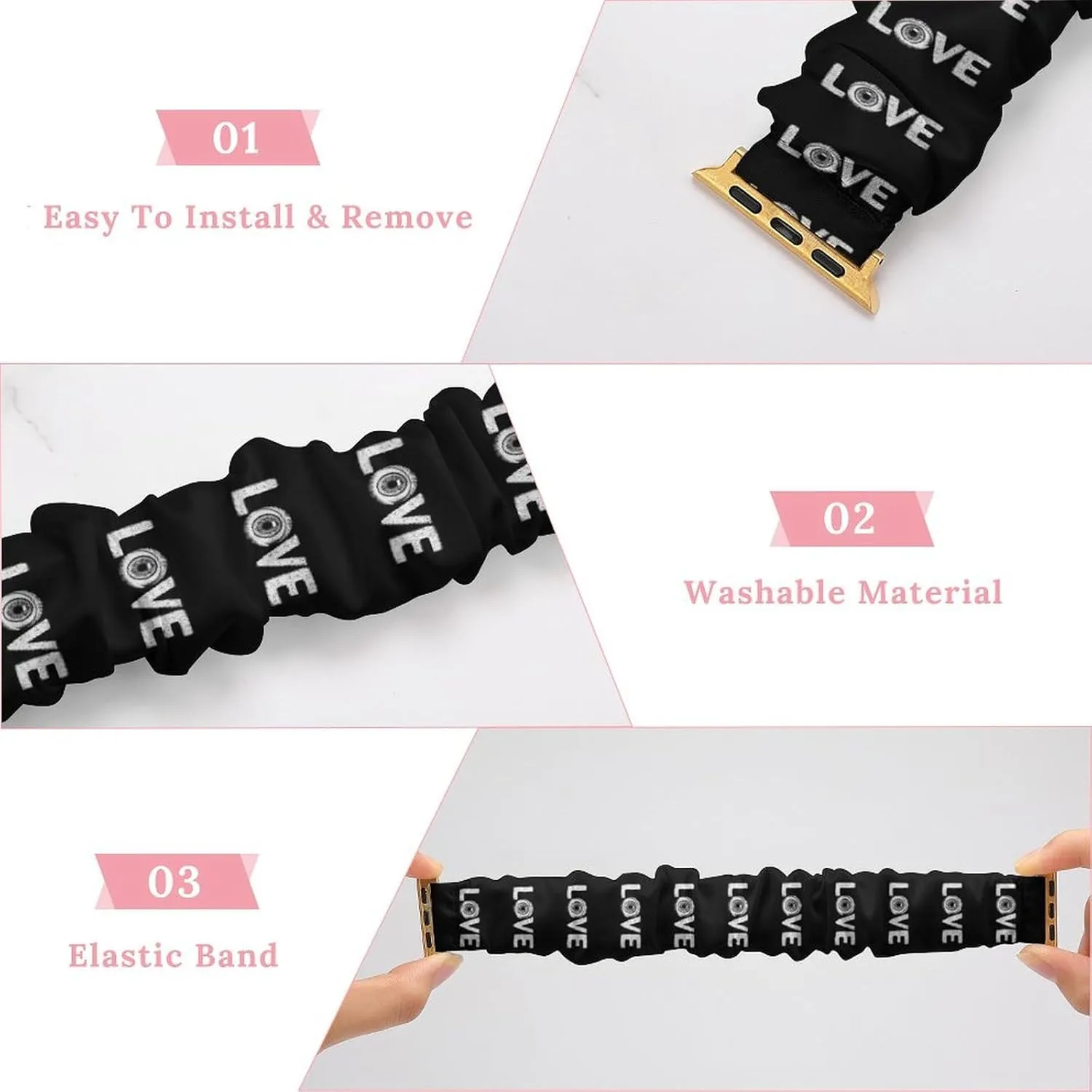 Love Horror Eyeballs Fashion Watch Strap Scrunchies Wristbands Compatible With IWatch Series