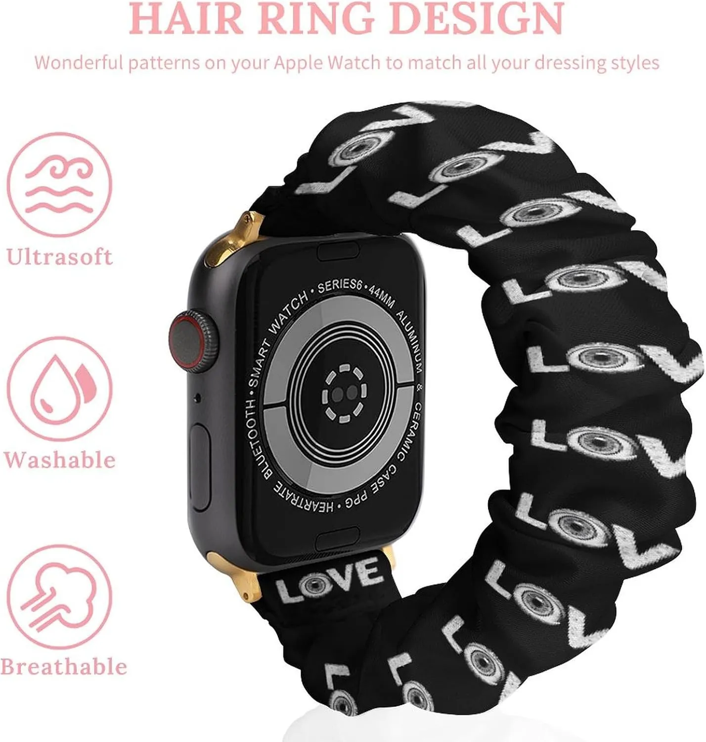 Love Horror Eyeballs Fashion Watch Strap Scrunchies Wristbands Compatible With IWatch Series
