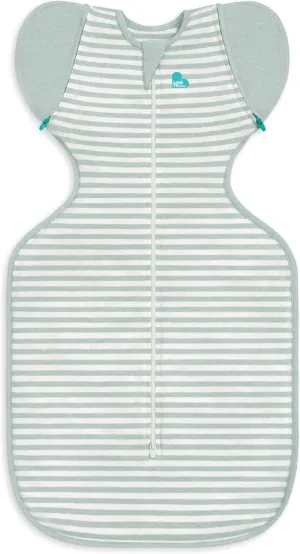 Love to Dream Transition Bag 0.2T Stretch Cotton Medium (6-8.5kg) Stage 2, Soft & Breathable, Lightweight for Comfortable Sleep, Ideal for Newborns, Stripe Print, Olive