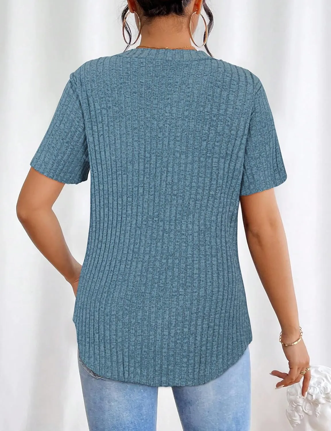 LURANEE Womens Plus Size Tunic Tops Summer Short Sleeve Casual Shirts Lightweight V Neck Blouses 1XL-5XL