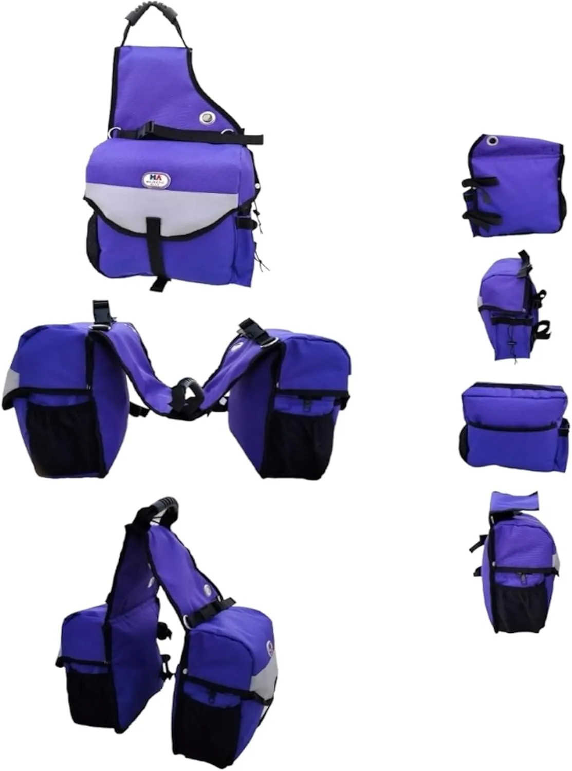 Majestic Ally Horse Saddle Bag - Nylon Insulated Leakproof Cooler, Reflective Padded with Pockets and Water Bottle Carrier, Durable Equestrian Saddle Bag (Purple)