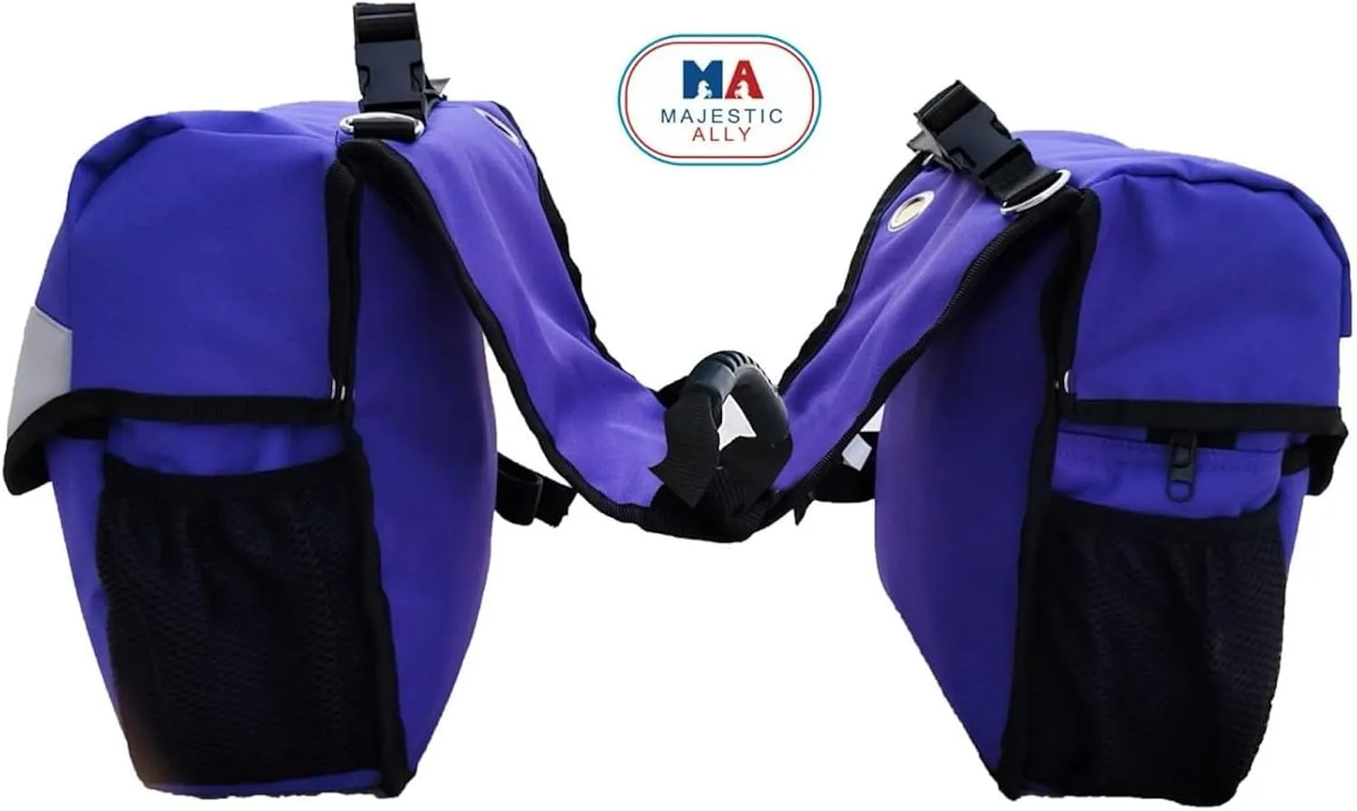 Majestic Ally Horse Saddle Bag - Nylon Insulated Leakproof Cooler, Reflective Padded with Pockets and Water Bottle Carrier, Durable Equestrian Saddle Bag (Purple)