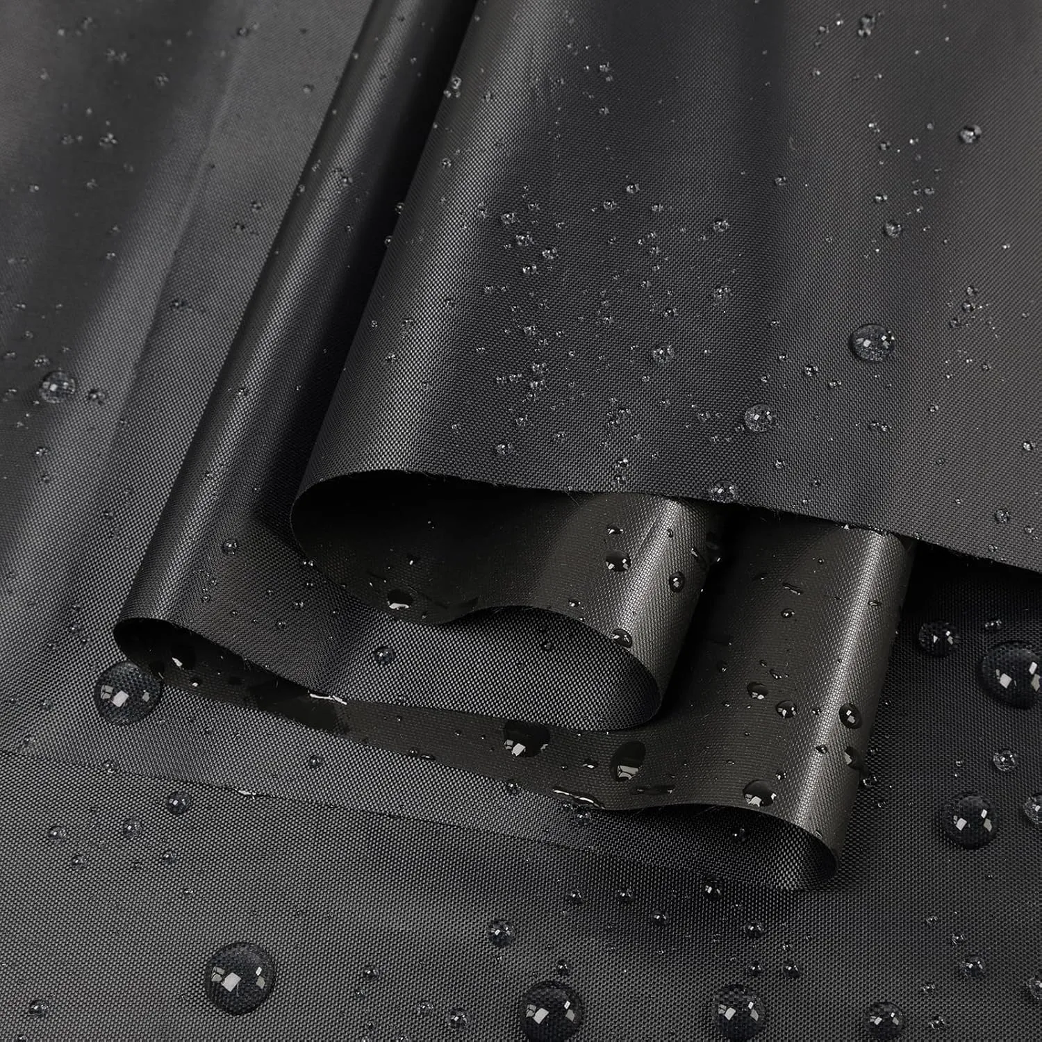 Marine Waterproof Fabric Sun-Protection UPF50  Material 60" Wide by 144" UV-Resistant Blackout, Lightweight Durable Ripstop Canvas Material for Tarp Tent Poncho Rainfly Pack, Black