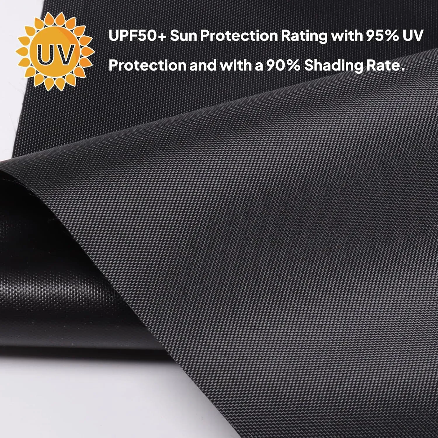 Marine Waterproof Fabric Sun-Protection UPF50  Material 60" Wide by 144" UV-Resistant Blackout, Lightweight Durable Ripstop Canvas Material for Tarp Tent Poncho Rainfly Pack, Black