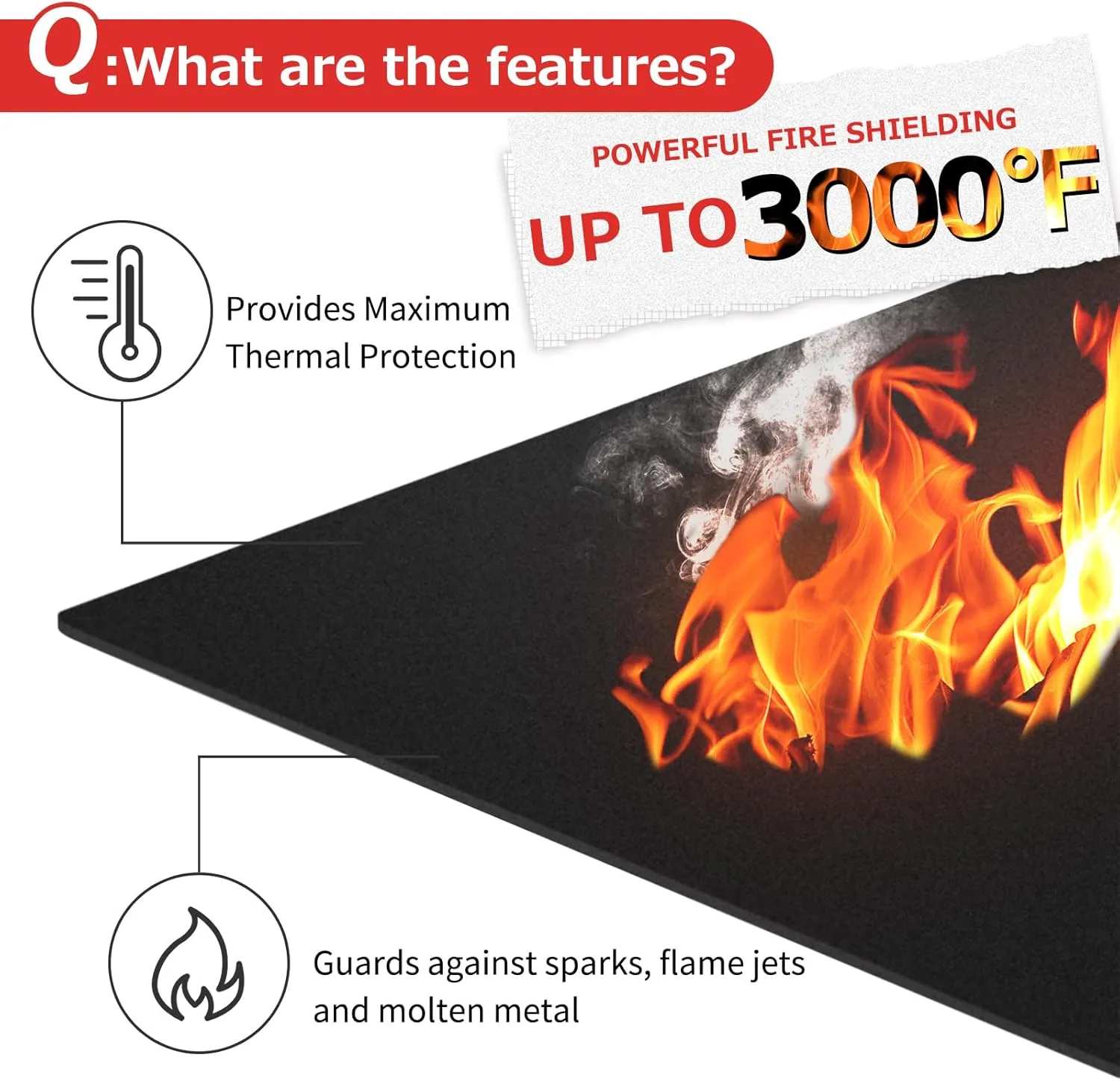 Matace 40x40 Inch Large Fireproof Welding Blanket & Pad, 5mm Thickened Fire Resistant Carbon Felt Cloth, Flame Retardant Fabric, Heat Shield for Grill Cover, Soldering, Firepit, Smoker, Black