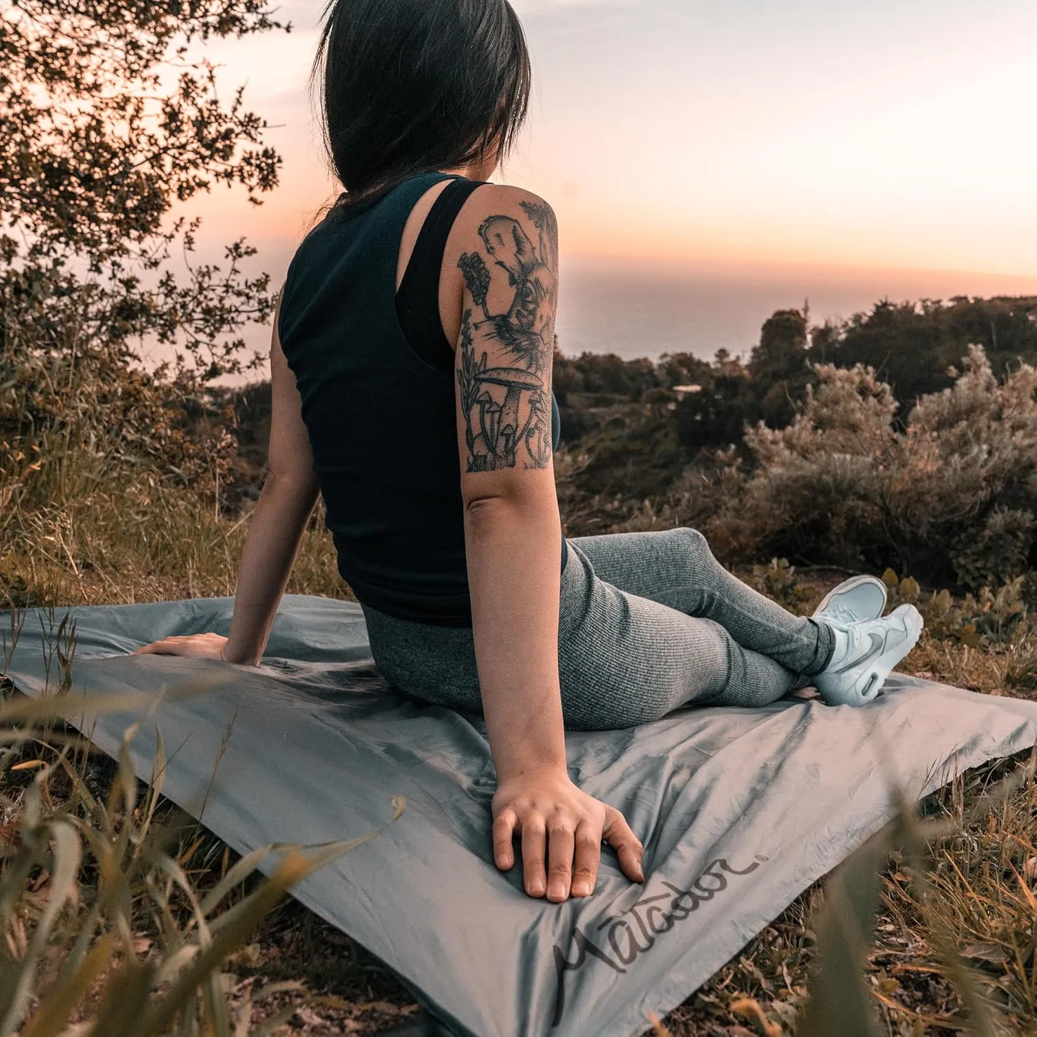 Matador Pocket Blanket 4.0 - White (Seats 2-4); Foldable Picnic Blanket, Concert Blanket and Festival Blanket; Sand Proof Beach Blanket with Stakes; Picnic Tarp, and Outdoor Blanket for Grass