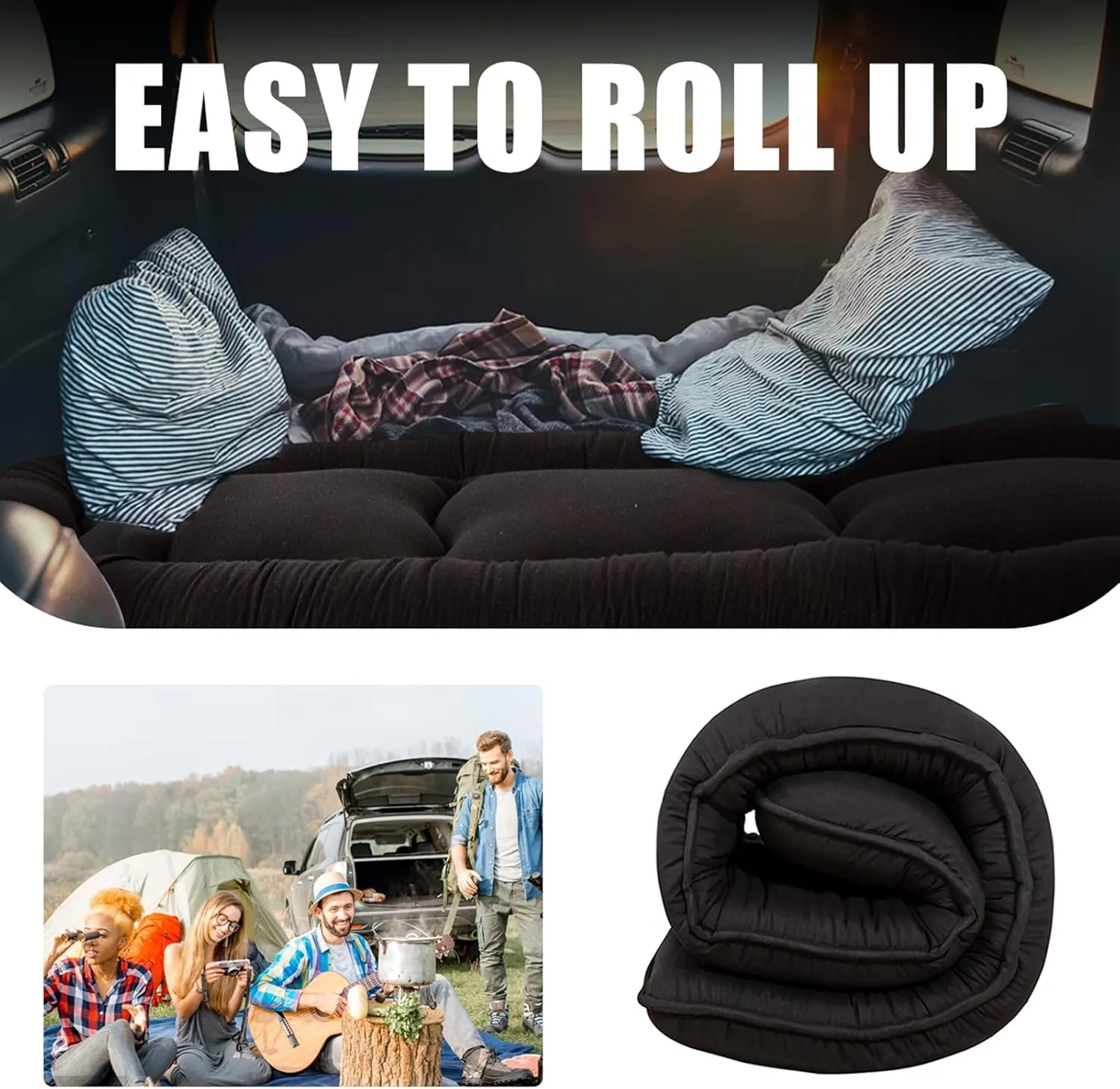 MAXYOYO Cot Mattress Black Floor Bed, 4" Japanese Floor Mattress Futon Mattress Narrow Twin Mattress Single Bed Mattress Floor Mattress for Adults, Foldable Roll Up Camping Cot Mattress