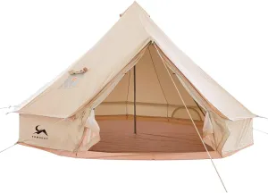 MC TOMOUNT Canvas Tent Bell Tent Yurt with Stove Jack Zipped Removable Floor for Glamping Truck Car Camping