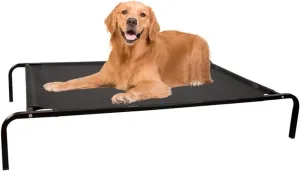Medium Cooling Elevated Dog Bed Outdoor Raised Dog Cots Beds for Medium Dogs Portable Pet Bed Dog Hammock with Washable Breathable Mesh (43x26, Black)
