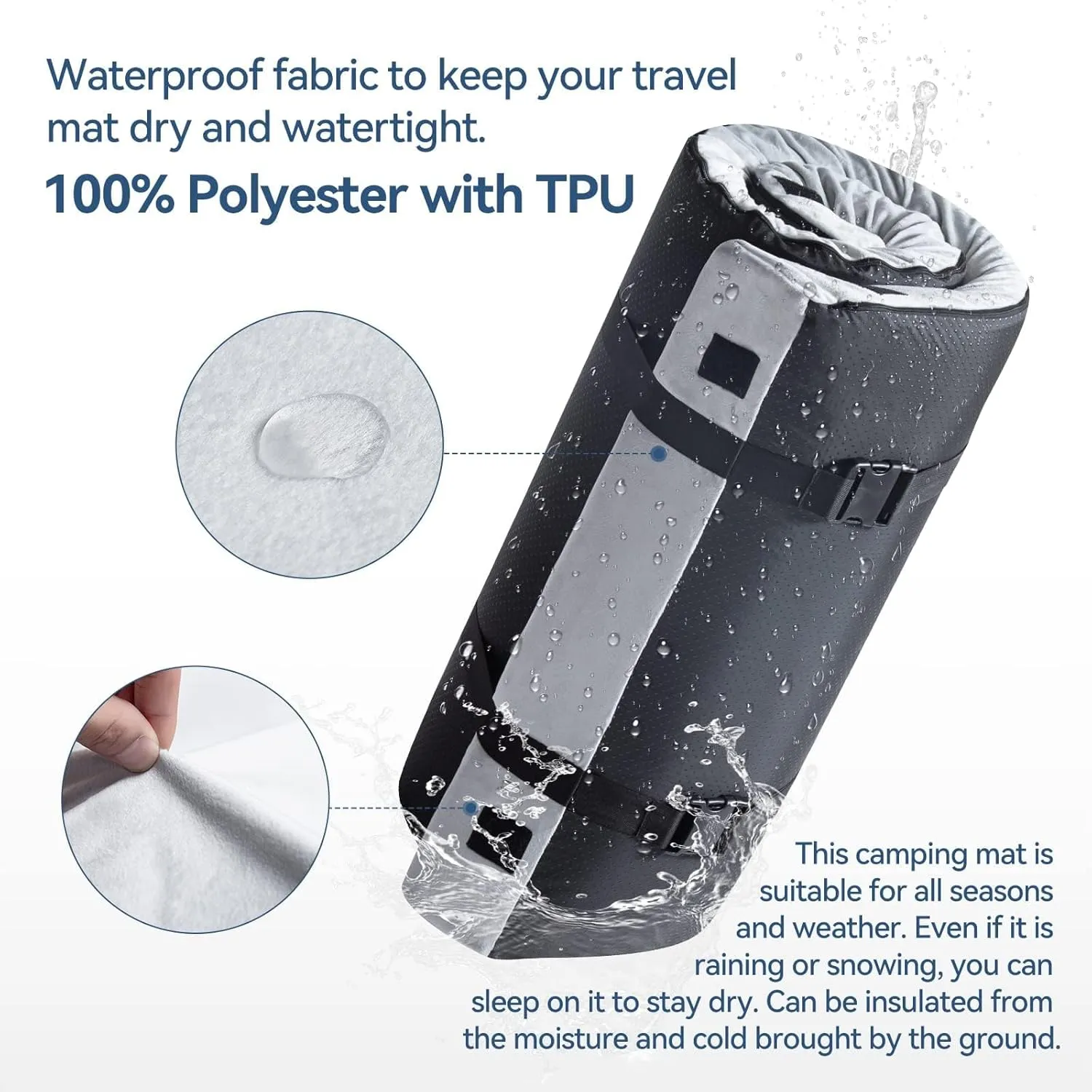 Memory Foam Camping Mattress,Portable Roll Up Sleeping Pad with Removable Waterproof Cover Travel Bag,Comfortable Tent Mattress Floor Sleeping Mats for Car Indoor Outdoor Travel
