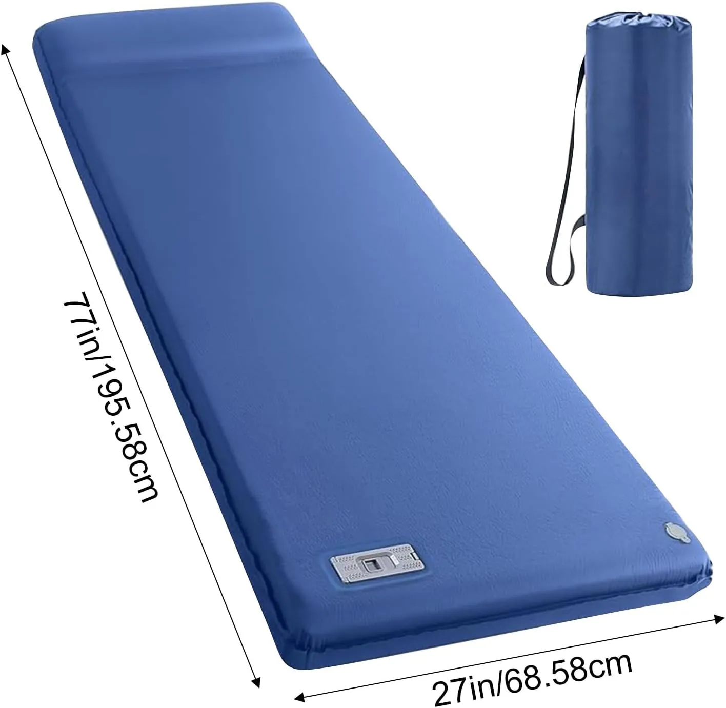 Memory Sleeping Pad, 3.1" Ultra-Thick Sleeping Mats for Camping, Easy Inflate&Deflate,9.5 R-Value Insulated Camping Mattress Pad with Pillow, for Car Travel Tent (Navy)