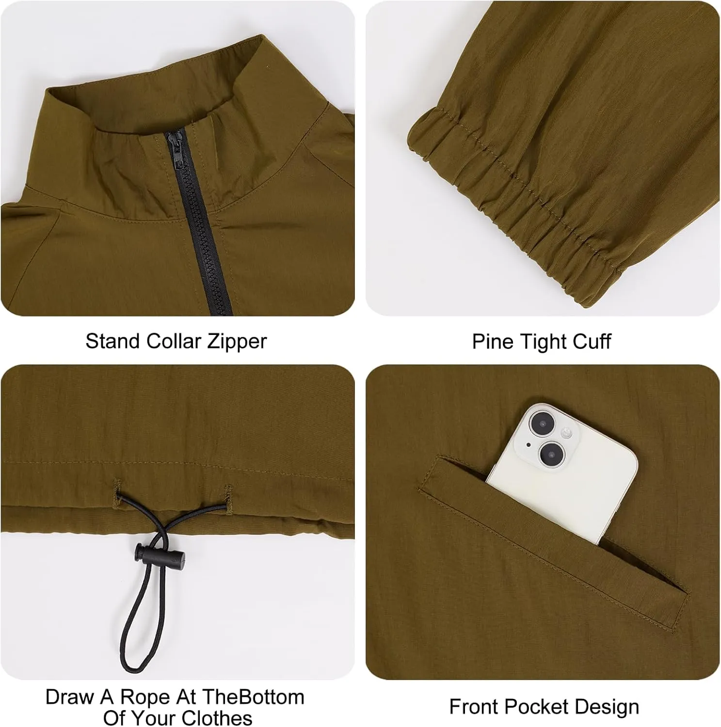 Men's Golf Quarter Zip Pullover with Zipper Pockets Track Jackets Lightweight Windbreaker Hiking Sweatshirt