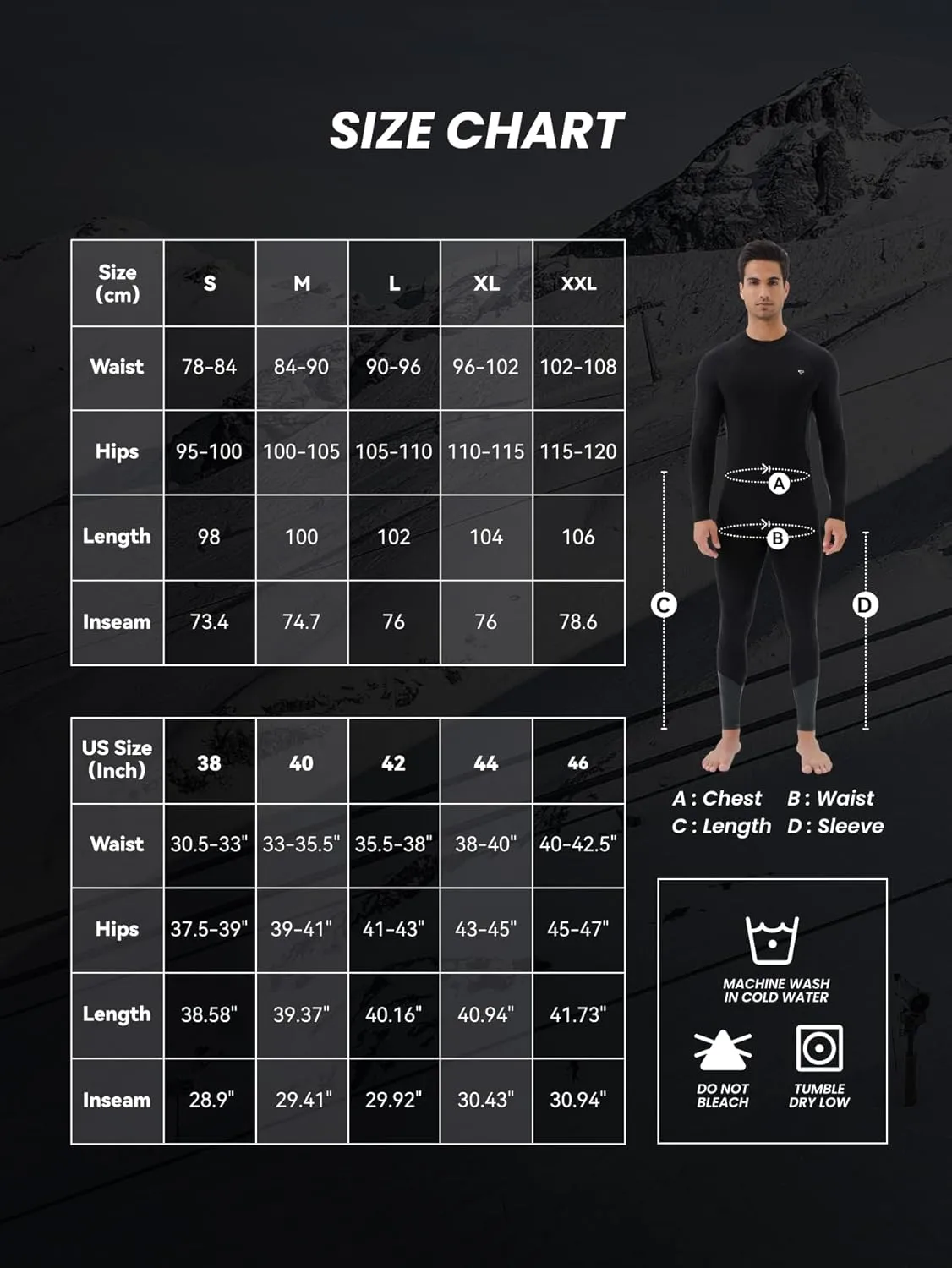 Men’s Smart Thermal Base Layer - Long Sleeve Shirt with Temperature Regulation for Athletic, Hiking, Running