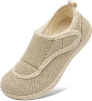 Mens Wide Slippers Comfy Diabetic Orthopedic Shoes Adjustable House Slippers Swollen Feet Walking Shoes