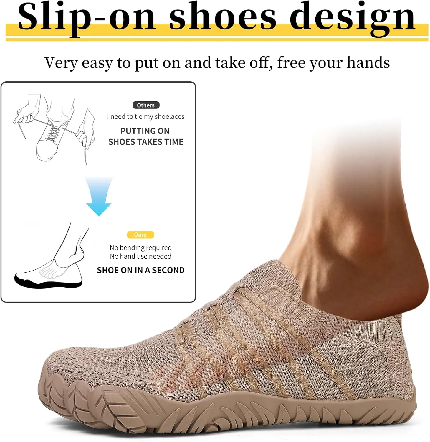 Mens Womens Barefoot Shoes Slip On Water Shoes with Wide Toe Box Zero Drop Design Minimalist Footwear ldeal for Walking Hiking and Grounding Activities