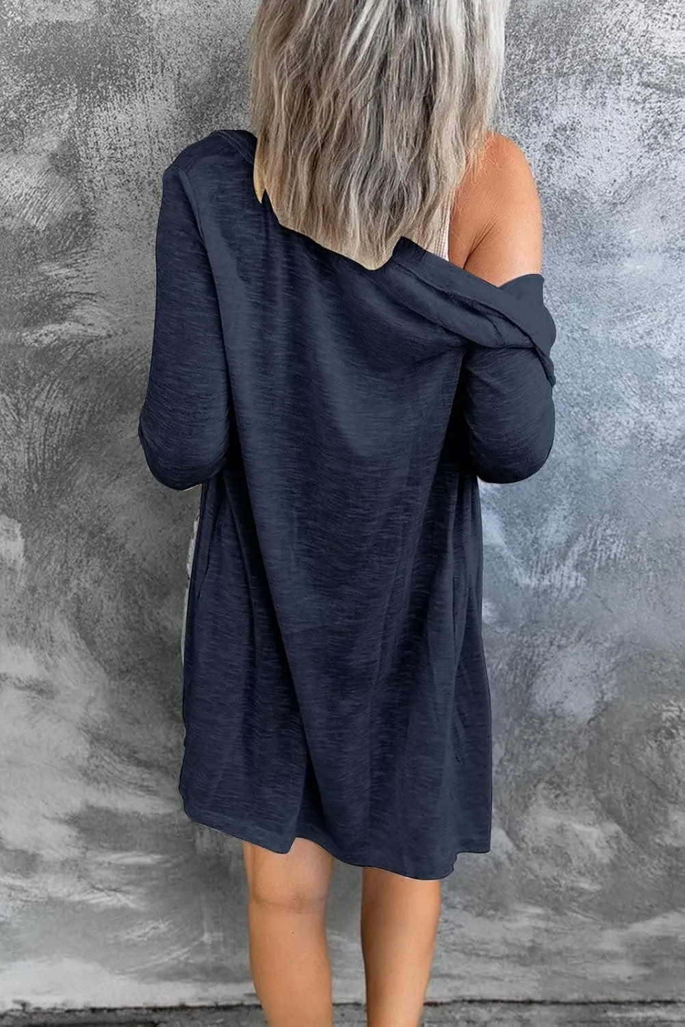 MEROKEETY Women's Open Front Lightweight Cardigan Long Sleeve Button Down Loose Outwear with Pockets