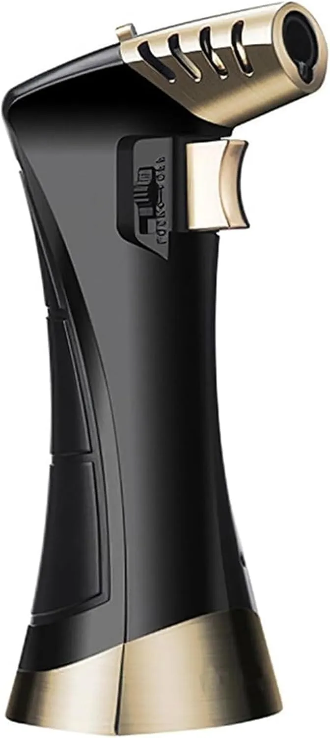 Metal cooking lighter, jet flame windproof butane lighter, refillable jet torch lighter, adjustable flame size lighter for kitchen grill bbq candle camping, survival lighter (butane not included)(Gold