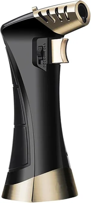 Metal cooking lighter, jet flame windproof butane lighter, refillable jet torch lighter, adjustable flame size lighter for kitchen grill bbq candle camping, survival lighter (butane not included)(Gold