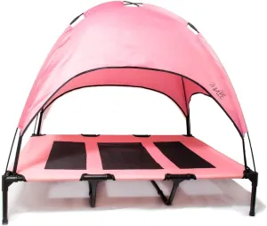 Midlee Pink Dog Cot Bed with Canopy (X-Large)- 36" x 48"