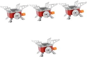Mikikit 4pcs Compact Portable Camping Stove Aluminum Alloy Metal Stove for Hiking Easy Foldable Outdoor Gas Burner