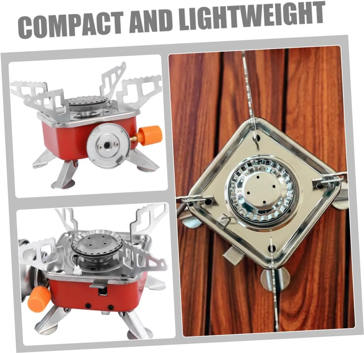 Mikikit 4pcs Compact Portable Camping Stove Aluminum Alloy Metal Stove for Hiking Easy Foldable Outdoor Gas Burner