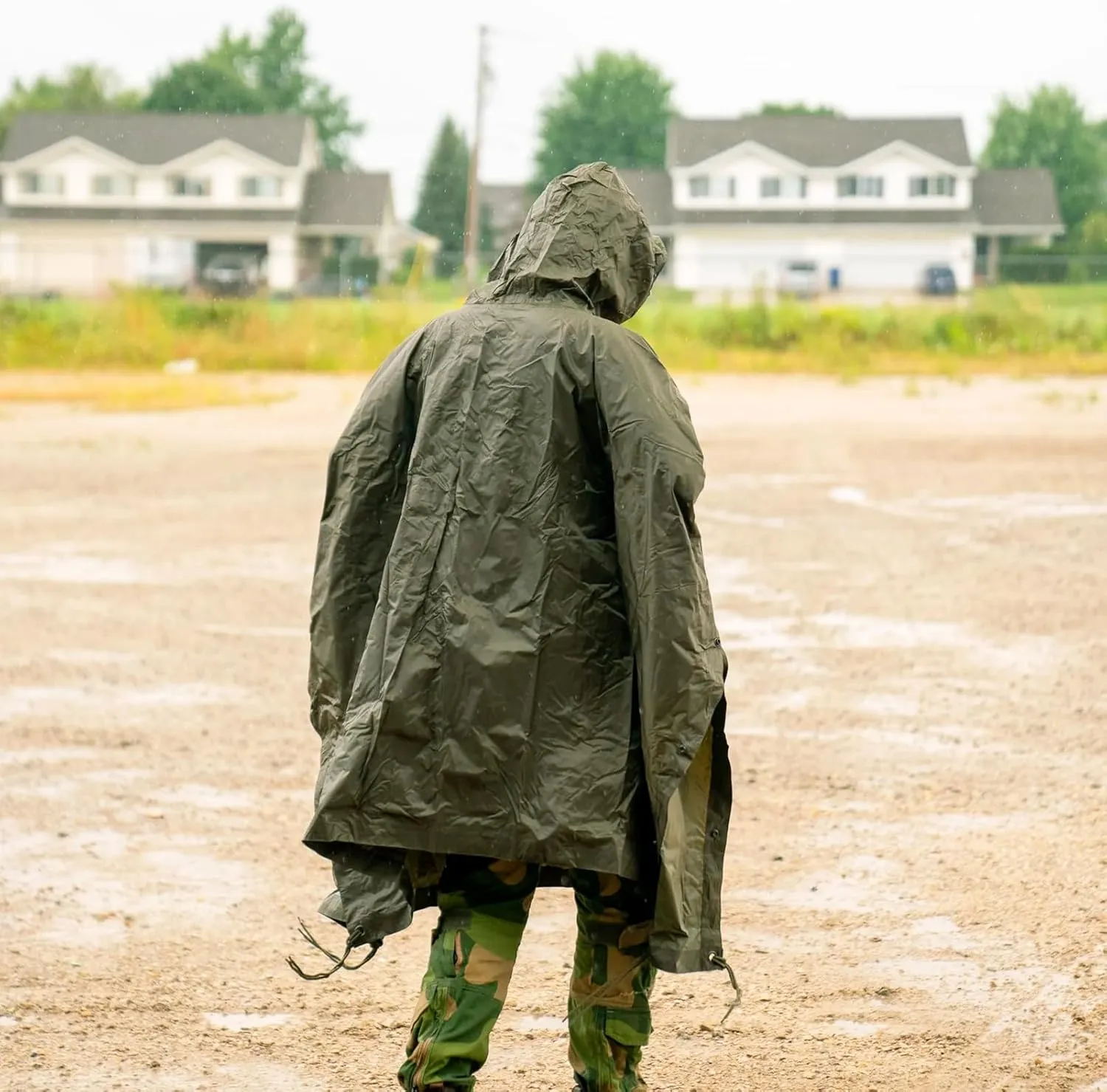Mil-Tec Adult Ripstop Wet Weather Lightweight Waterproof Multi-Use Rain Poncho with Hood - Use as Bivouac Sack, Shelter Tent