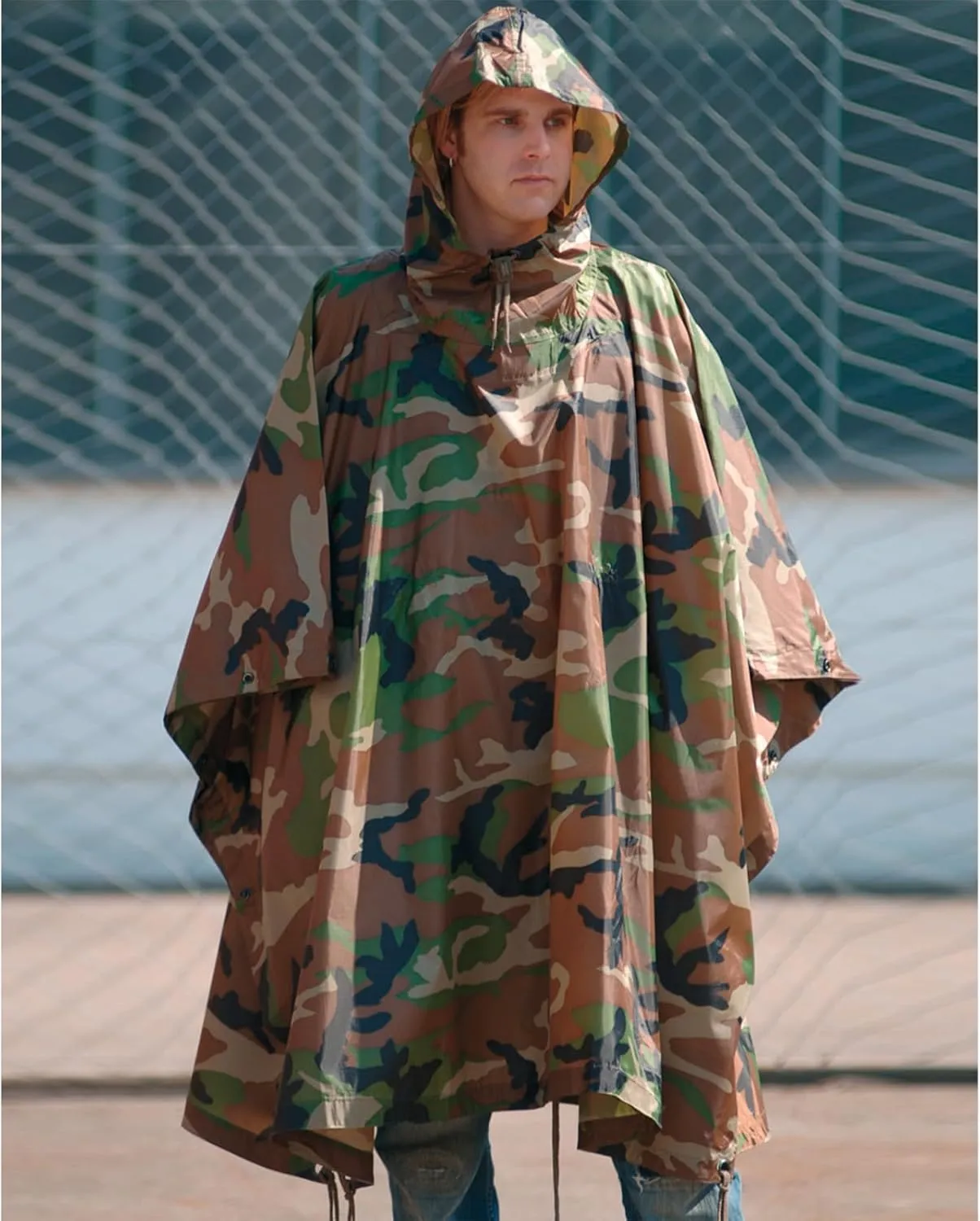 Mil-Tec Adult Ripstop Wet Weather Lightweight Waterproof Multi-Use Rain Poncho with Hood - Use as Bivouac Sack, Shelter Tent