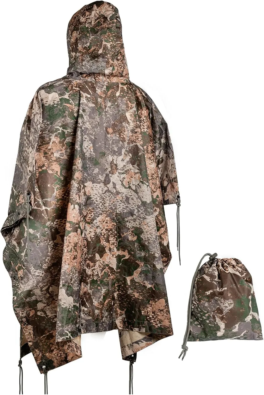 Mil-Tec Adult Ripstop Wet Weather Lightweight Waterproof Multi-Use Rain Poncho with Hood - Use as Bivouac Sack, Shelter Tent