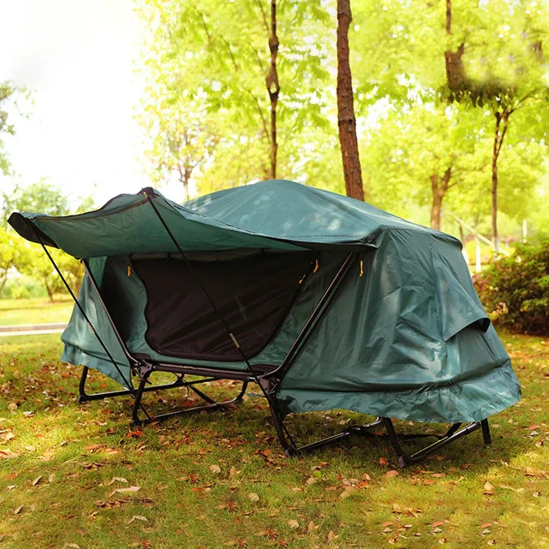 Military Cot Tent - 2 Person Foldable Camping Bed with Integrated Pop-up Shelter