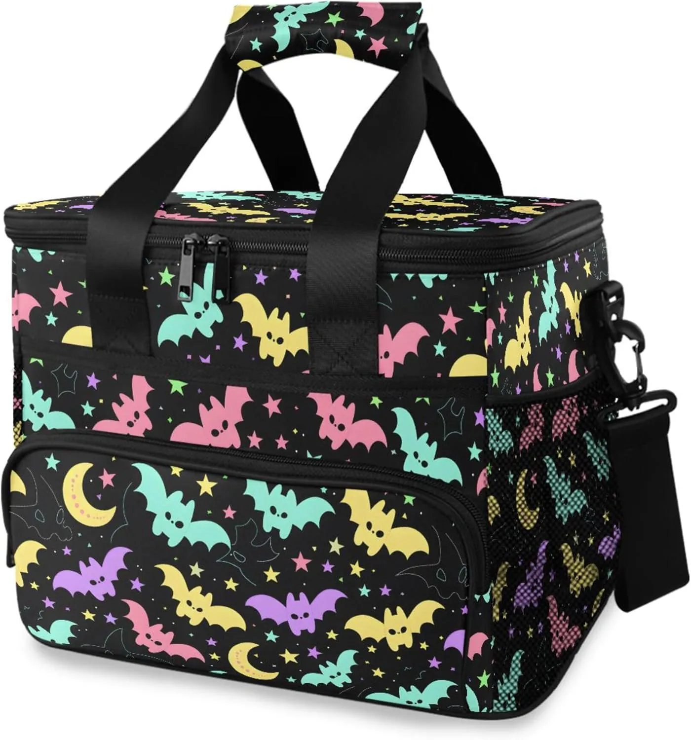 MNSRUU Cooler Bag Gothic Skull Cat Rose Soft Cooler Bag Insulated Lunch Totes Picnic Bag Beach Cooler Lunch Box Container with Adjustable Shoulder Strap