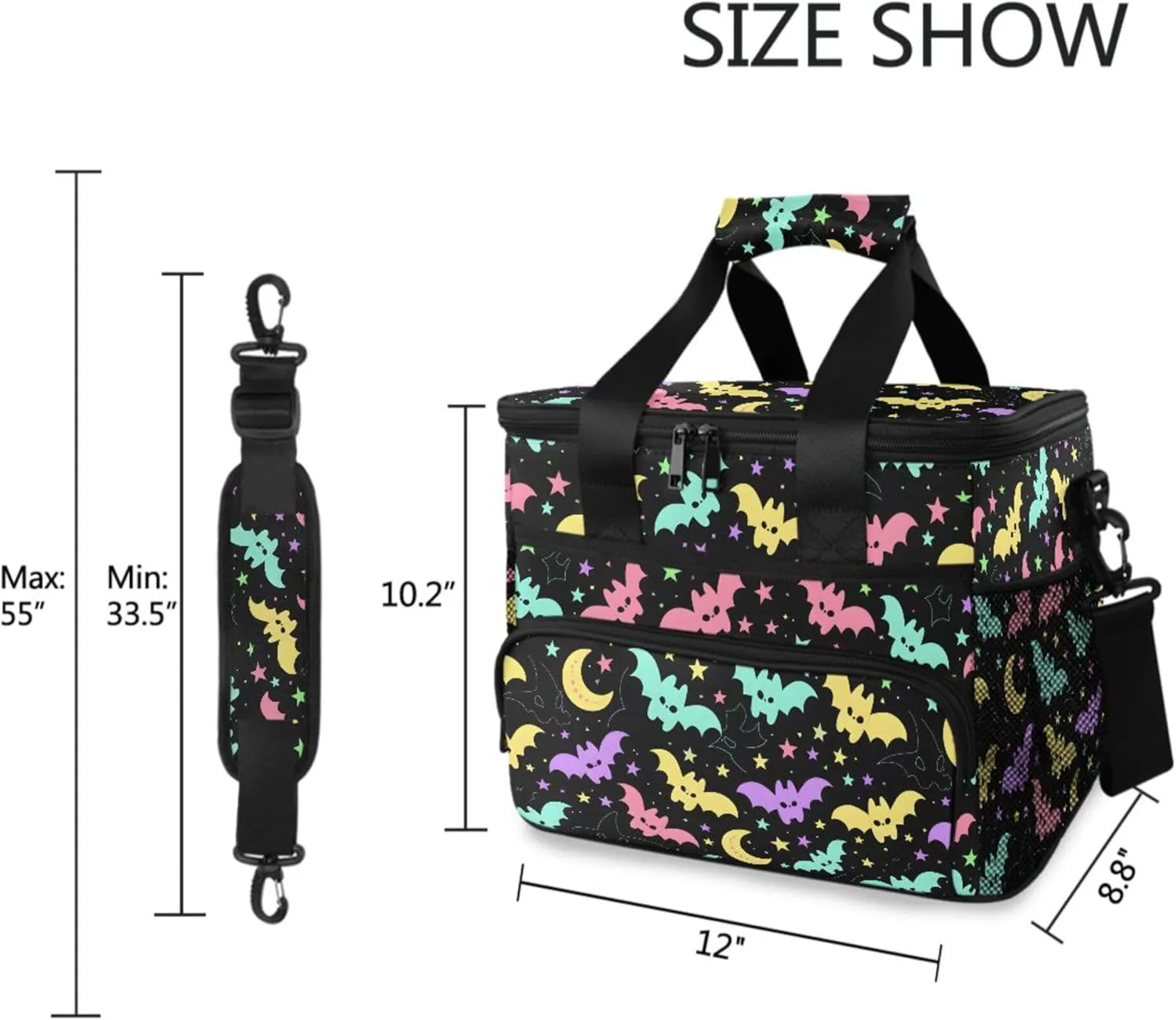 MNSRUU Cooler Bag Gothic Skull Cat Rose Soft Cooler Bag Insulated Lunch Totes Picnic Bag Beach Cooler Lunch Box Container with Adjustable Shoulder Strap