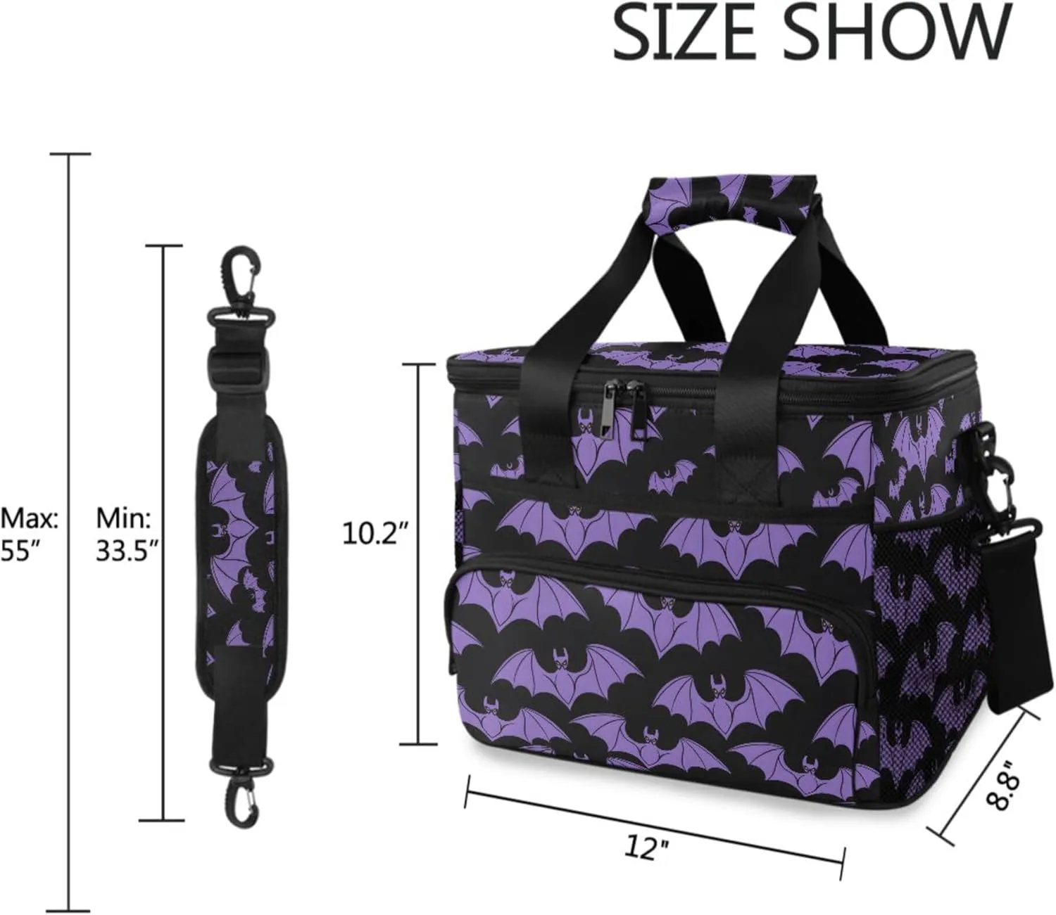 MNSRUU Cooler Bag Gothic Skull Cat Rose Soft Cooler Bag Insulated Lunch Totes Picnic Bag Beach Cooler Lunch Box Container with Adjustable Shoulder Strap
