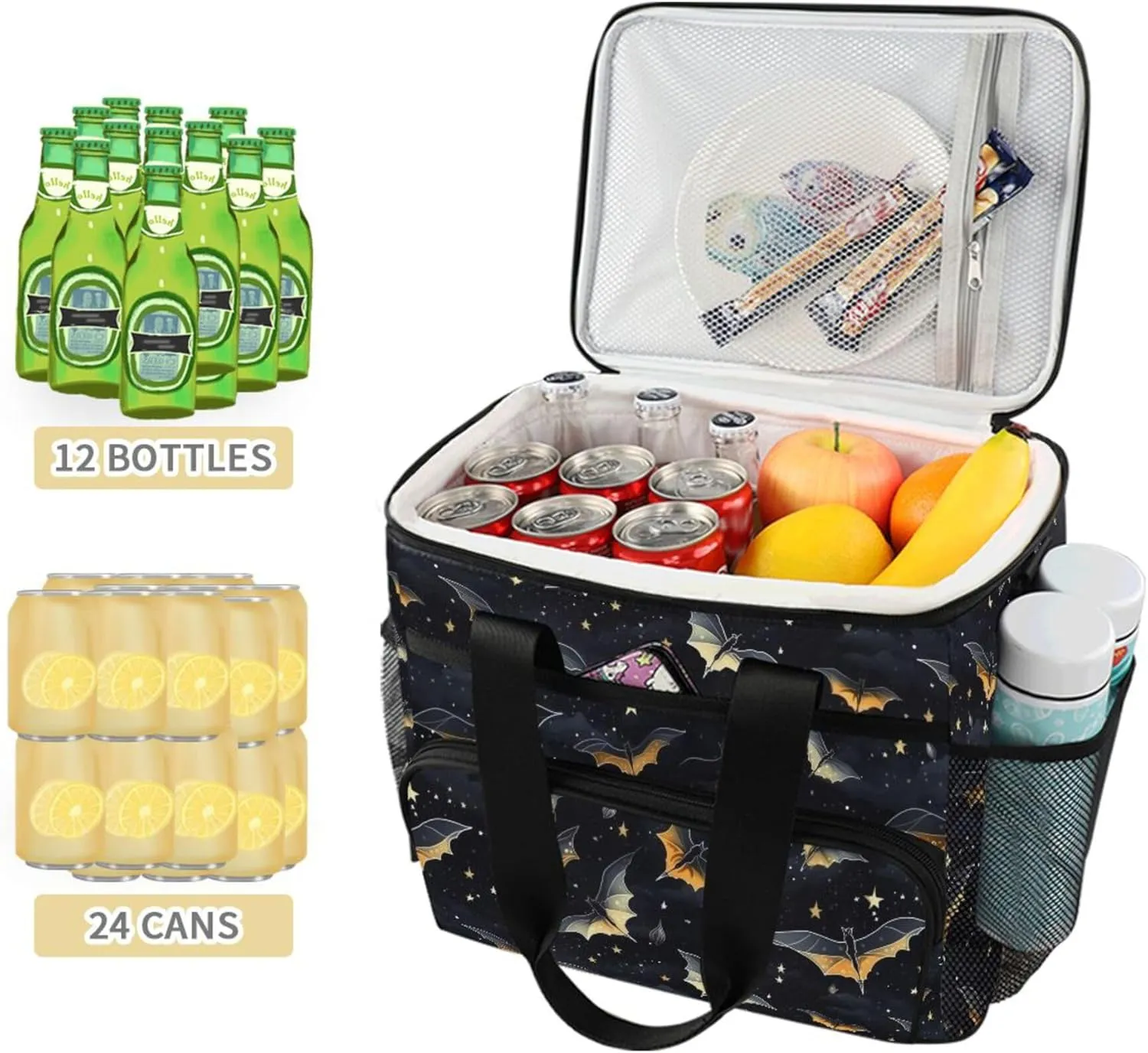 MNSRUU Cooler Bag Gothic Skull Rose Soft Cooler Bag Insulated Lunch Totes Picnic Bag Beach Cooler Lunch Box Container with Adjustable Shoulder Strap