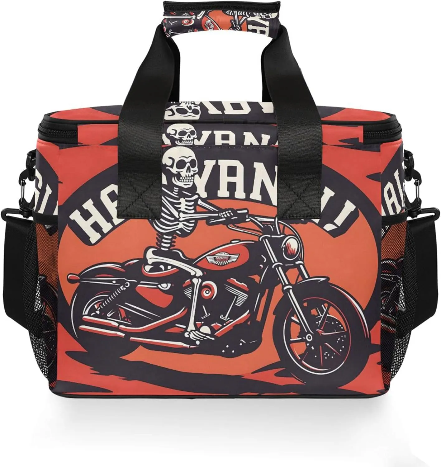 MNSRUU Cooler Bag Skull and Sunflower Soft Cooler Bag Insulated Lunch Totes Picnic Bag Beach Cooler Lunch Box Container with Adjustable Shoulder Strap