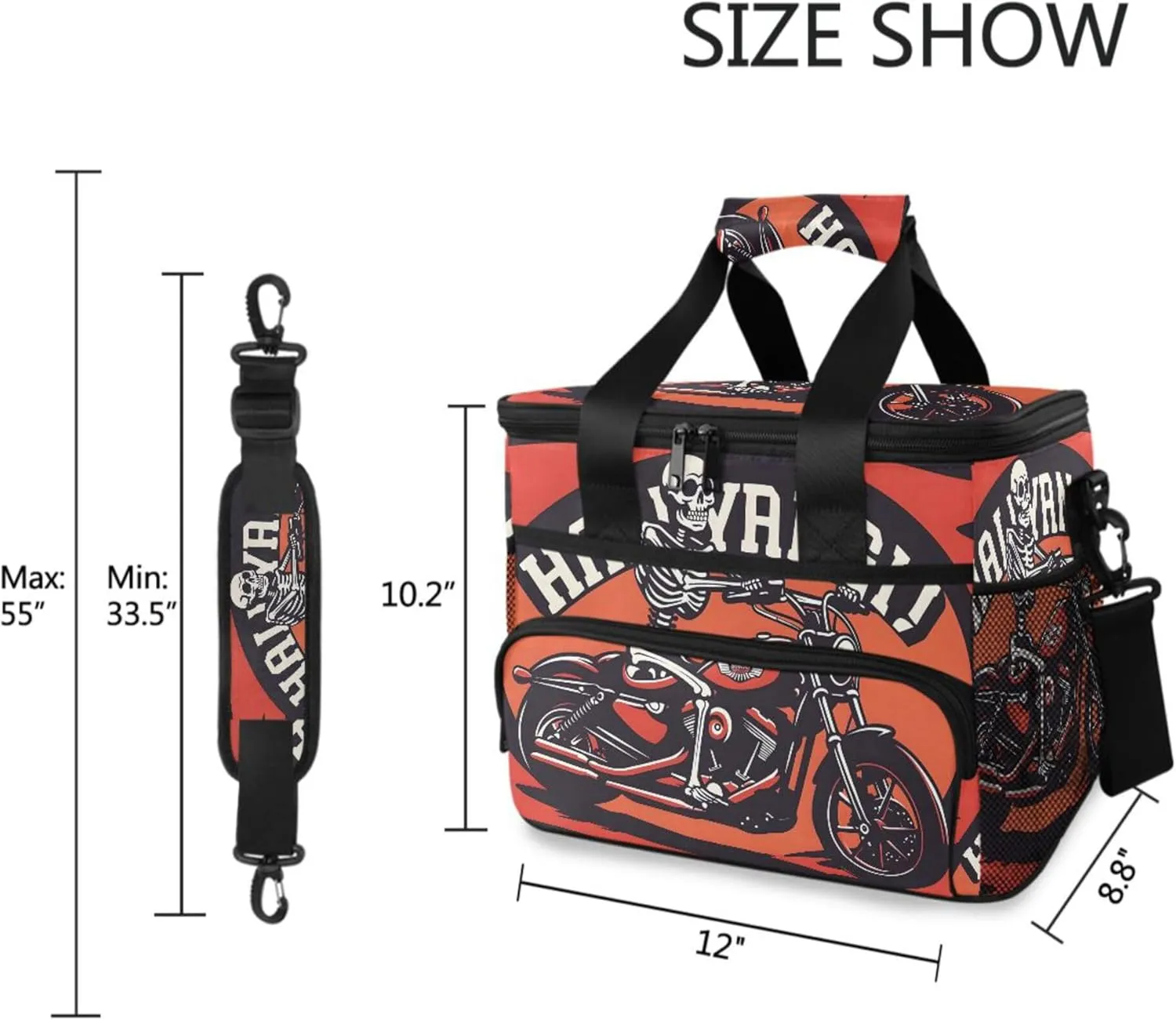 MNSRUU Cooler Bag Skull and Sunflower Soft Cooler Bag Insulated Lunch Totes Picnic Bag Beach Cooler Lunch Box Container with Adjustable Shoulder Strap
