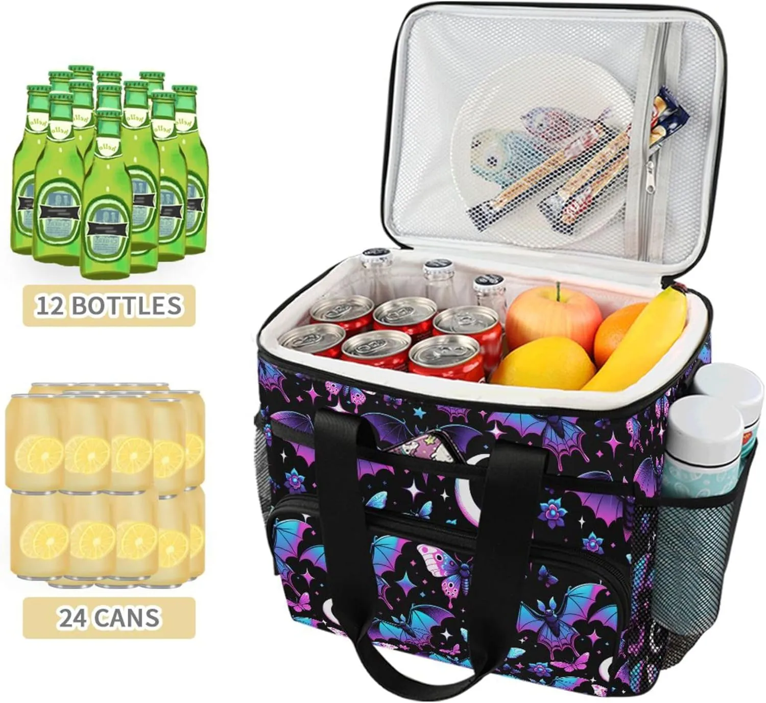 MNSRUU Cooler Bag Skull and Sunflower Soft Cooler Bag Insulated Lunch Totes Picnic Bag Beach Cooler Lunch Box Container with Adjustable Shoulder Strap