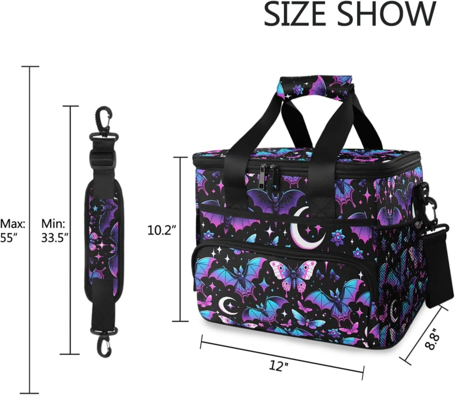 MNSRUU Cooler Bag Skull and Sunflower Soft Cooler Bag Insulated Lunch Totes Picnic Bag Beach Cooler Lunch Box Container with Adjustable Shoulder Strap