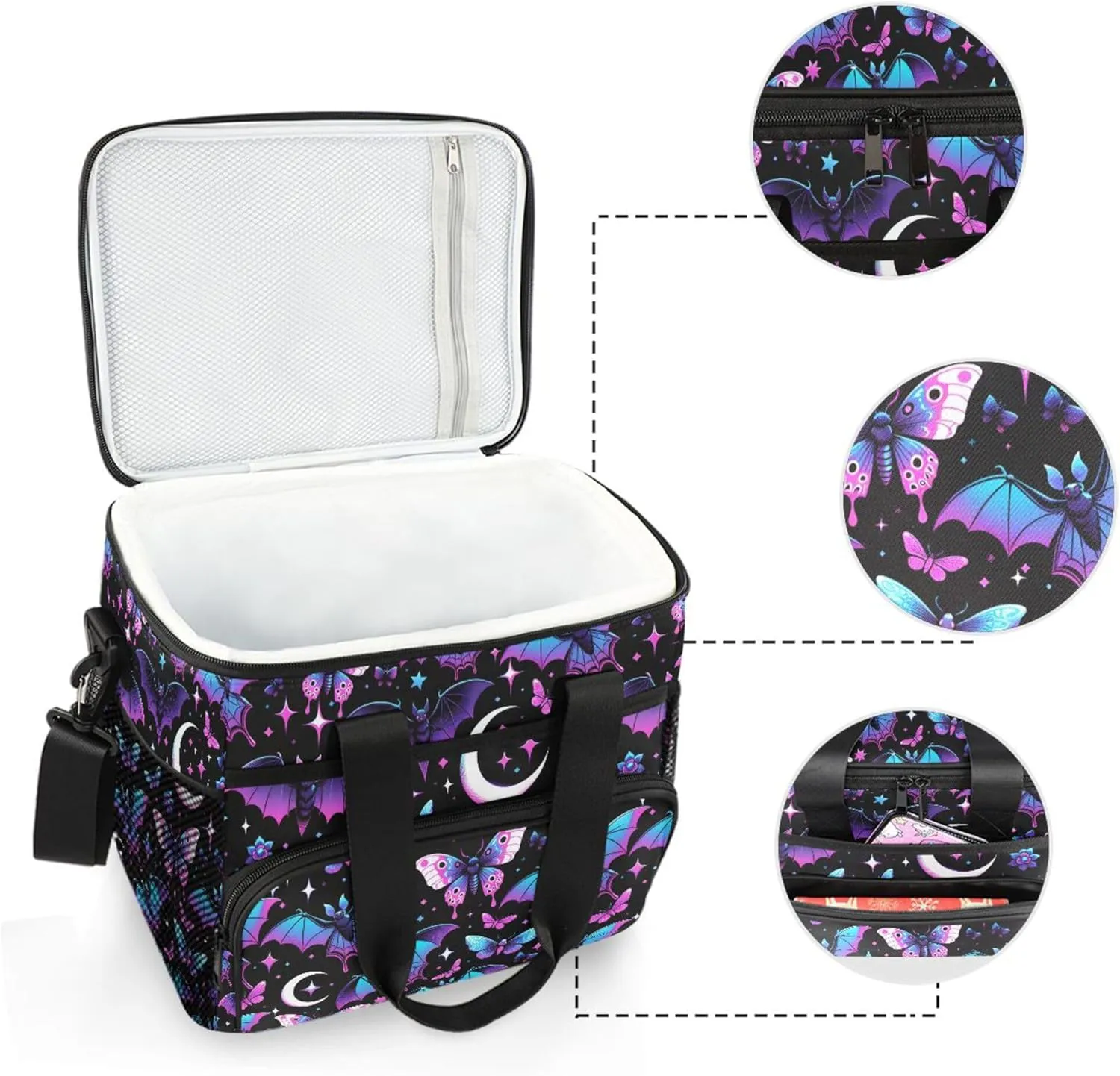 MNSRUU Cooler Bag Skull and Sunflower Soft Cooler Bag Insulated Lunch Totes Picnic Bag Beach Cooler Lunch Box Container with Adjustable Shoulder Strap