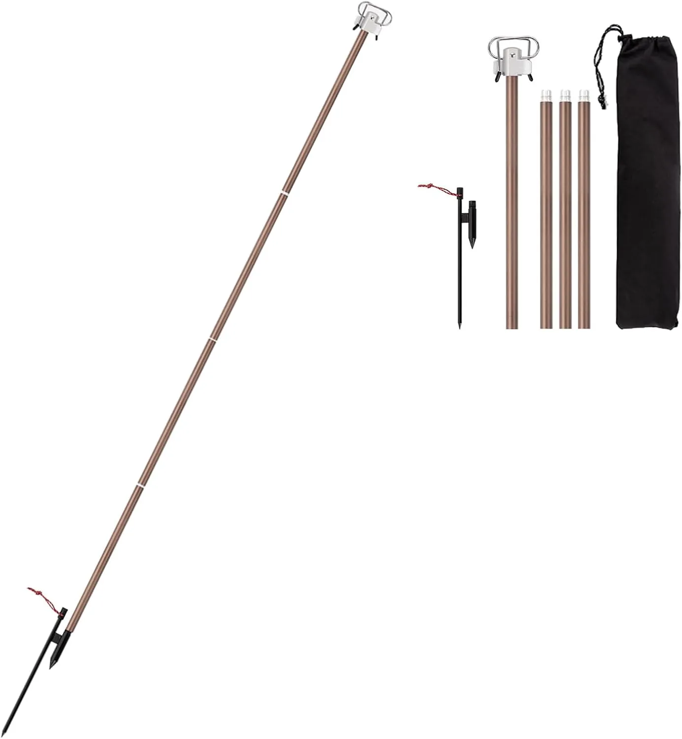 Monopods, Portable Camping Folding Lamp Pole Lightweight Collapsible Aluminum Lantern Stand Outdoor Light Hanger Holder Stick for Camping Hiking Fishing Garden BBQ