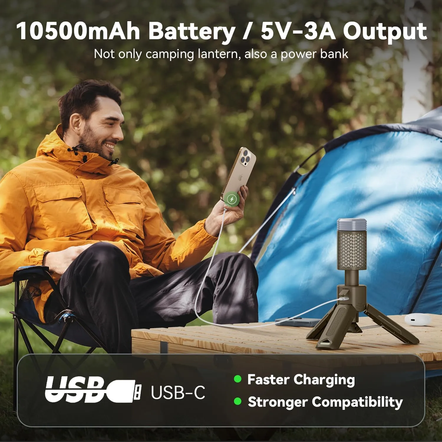 MORIKO Camping Lights Rechargeable Telescopic, Portable Collapsible Magnetic Lantern Camping Essentials, 10,500mAh IP67 Waterproof LED Flashlights, Camping Gear for Hiking Fishing Travel Emergency