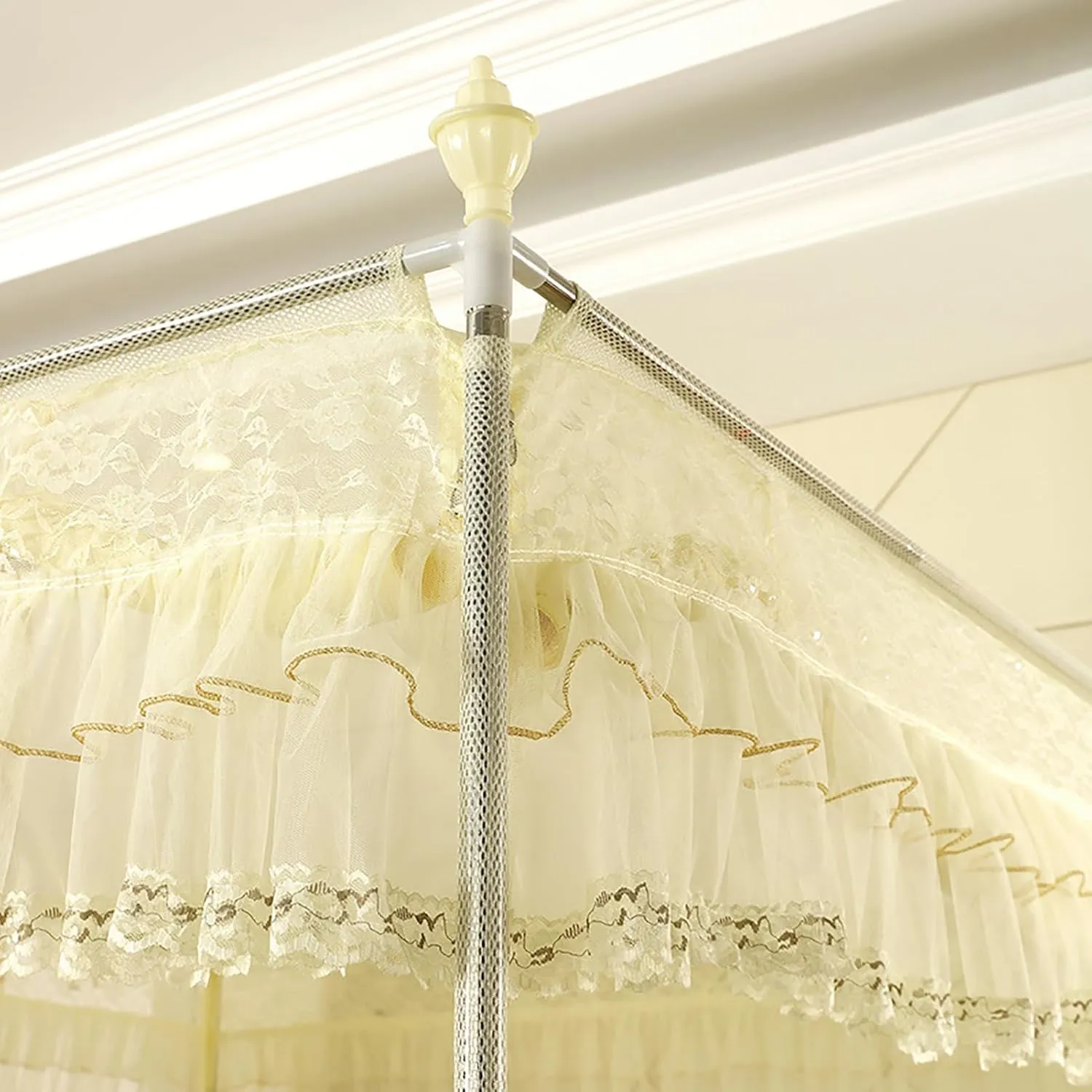Mosquito Net Bed Canopy 360° Anti-Mosquito Tent 3 Side Door Camping Anti-Fall Bed 100% Polyester Curtain Netting Bedding Yurt,Gray,1.5m
