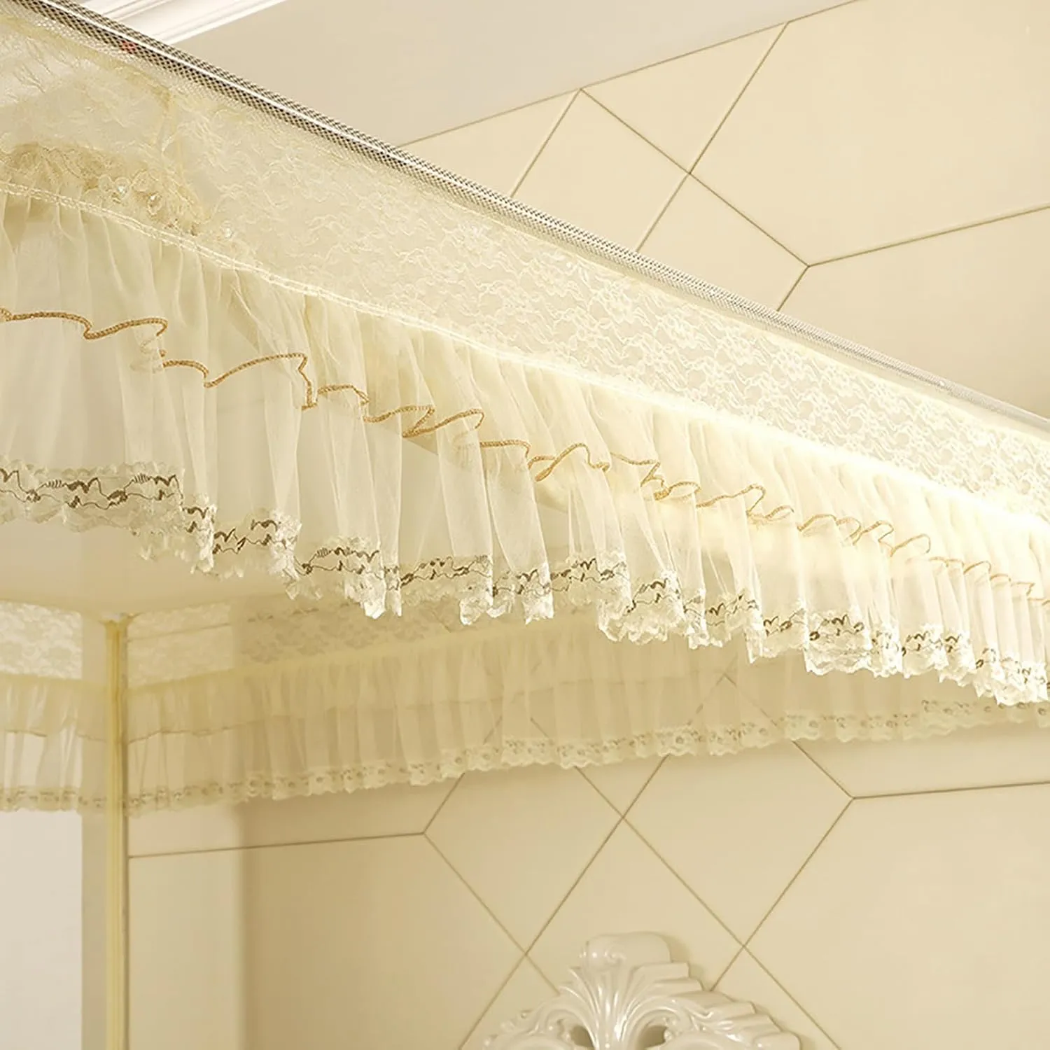 Mosquito Net Bed Canopy 360° Anti-Mosquito Tent 3 Side Door Camping Anti-Fall Bed 100% Polyester Curtain Netting Bedding Yurt,Gray,1.5m