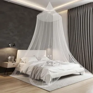 Mosquito Net for Bed, Large White Bed Canopy for Girls, King Canopy Bed Curtains Queen Size from Ceiling, Hanging Bed Net, Bedroom Decorative, Travel with Storage Bag (Round)