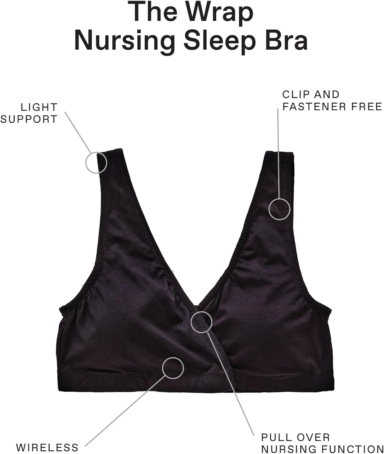 Motherhood Maternity Women's Soft Cotton Spandex Wrap Front Maternity & Nursing Sleep Bralette Bra S-3x