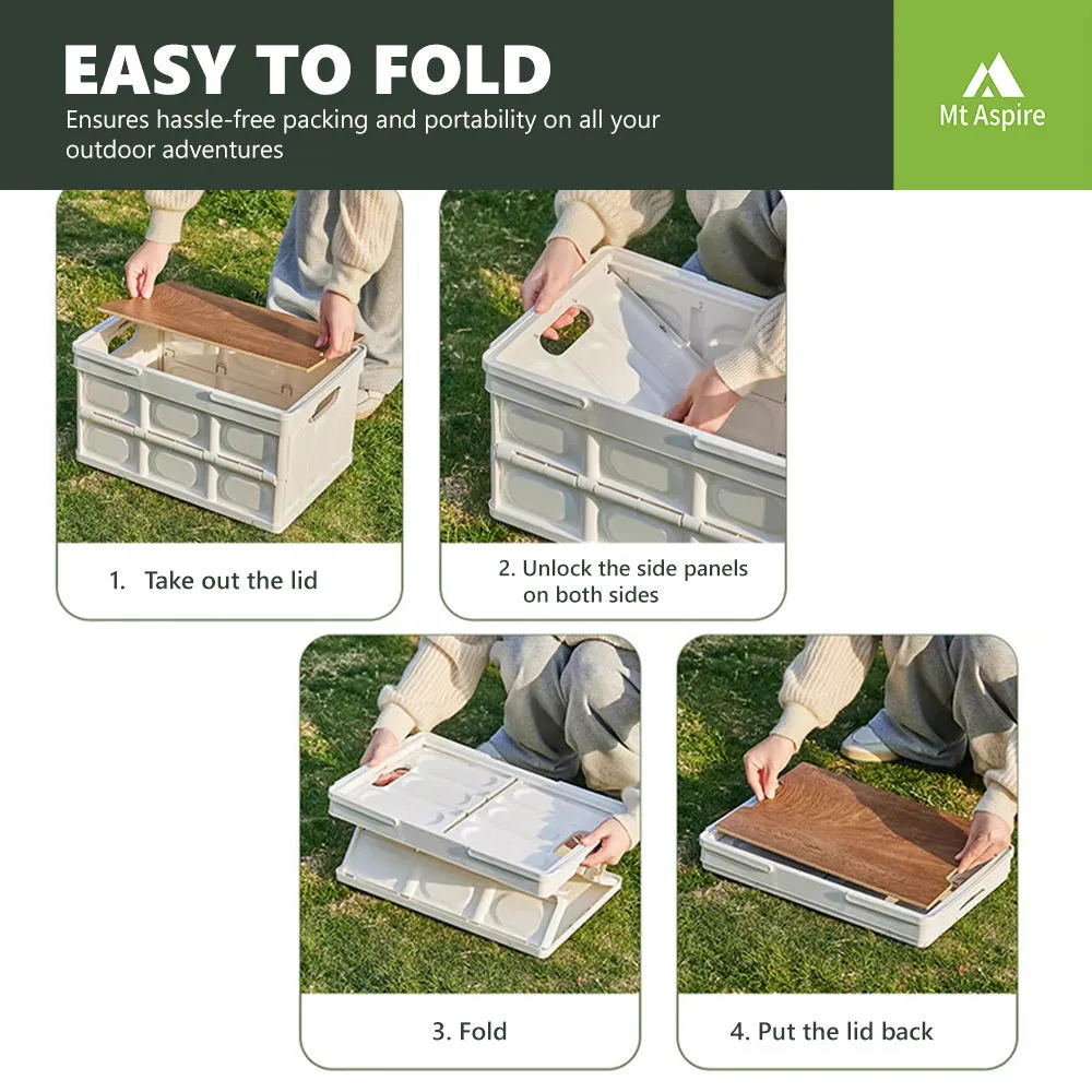 Mt Aspire Folding Camping Storage Box - 30L Organizer with Handle for Picnic